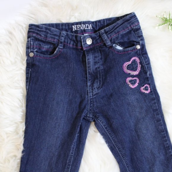 Nevada Pink Heart Embroidery Girls Blue Jean Pan - Picture 5 of 9